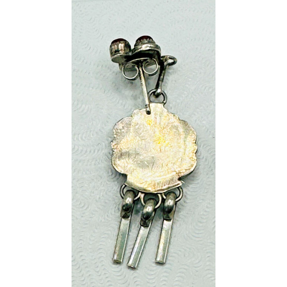 Vintage Signed Homer and Gloria Vacit Zuni 925 Sterling Coral Dangle Earrings - Picture 5 of 7